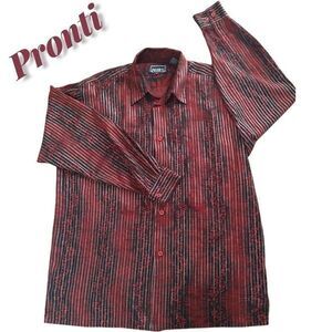 Pronti Collection by Phita Red & Black Long Sleeve Button Down Shirt